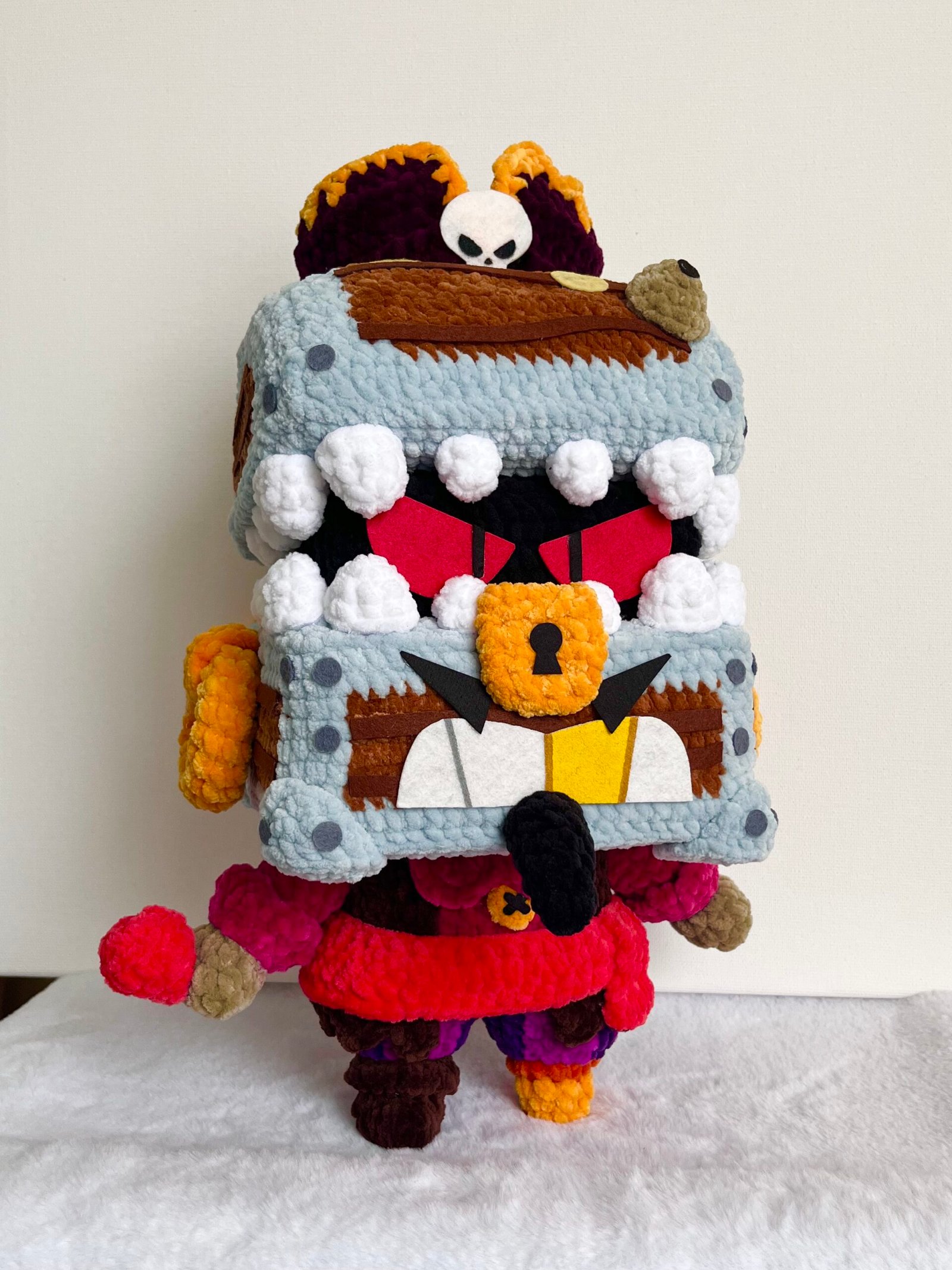 Handmade pirate treasure monster amigurumi plushie